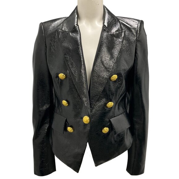 Veronica Beard Black Cooke Glossy Dickey Blazer